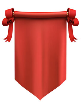 Isolated Red Blank Scroll Banner with Ribbons