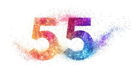 Colorful sparkly number fifty-five.