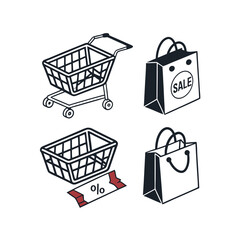 E-commerce and shopping icon vector illustration in white background