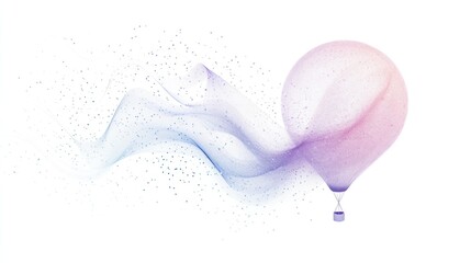 Abstract hot air balloon with flowing particles.
