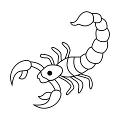 Bold scorpion line art illustration.