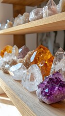 Stunning Display of Colorful Crystals on Shelves