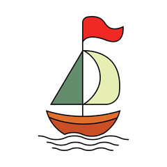 Sailing boat vector art illustration.