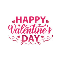 Lettering & Typography of Happy Valentine’s Day Vector Illustration, Romantic Design Art.