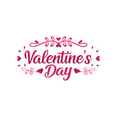 Lettering & Typography of Happy Valentine’s Day Vector Illustration, Romantic Design Art.