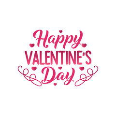Lettering & Typography of Happy Valentine’s Day Vector Illustration, Romantic Design Art.