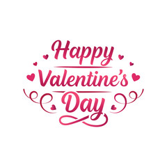 Lettering & Typography of Happy Valentine’s Day Vector Illustration, Romantic Design Art.