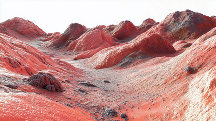 Fictional Martian Landscape Isolated on White Background