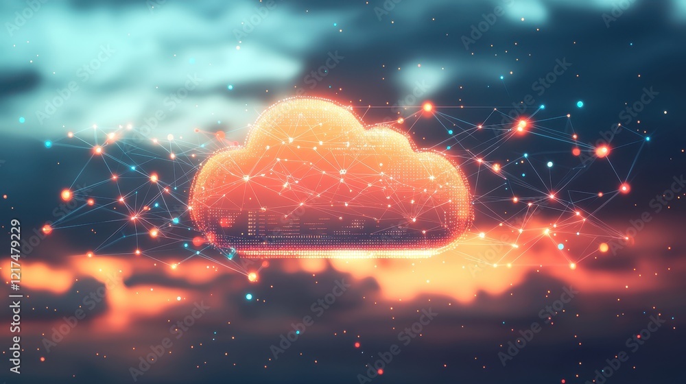 Aufkleber cloud computing innovation digital landscape graphic design remote access aerial view modern technol