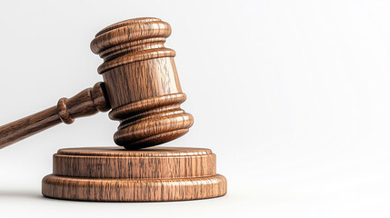 Wooden gavel and block on white, justice concept advertising image on white