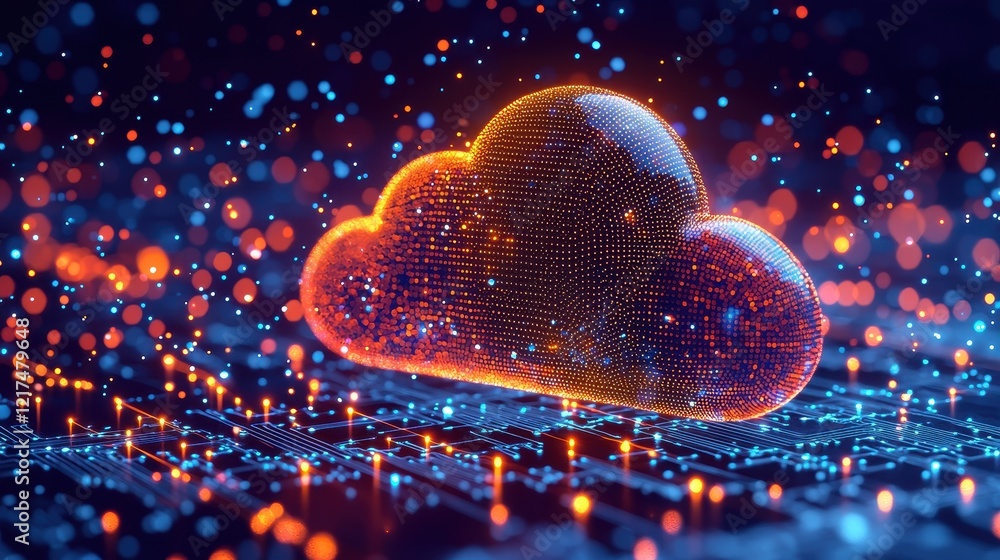 Aufkleber digital cloud network connectivity virtual environment abstract visuals stunning viewpoint technolog