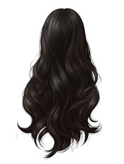 Isolated Long Dark Wavy Hair Wig Style