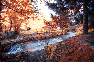 wonderful mountains view, famous Croatia, Plitvice lakes, amazing  morning scene