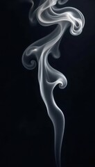 Intricate, swirling grey smoke patterns on black backdrop , atmospheric, steam