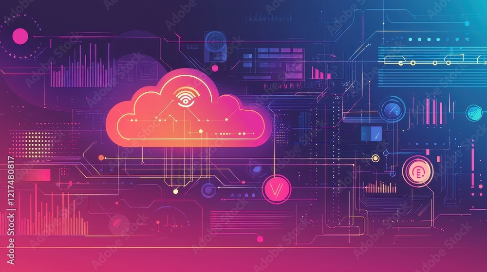 Poster digital cloud visualization tech environment graphic design futuristic aesthetic abstract concept