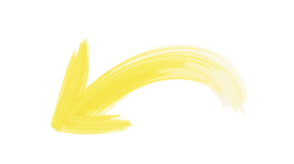 Bright Yellow Sketched Arrow Isolated on a Transparent Background (PNG).