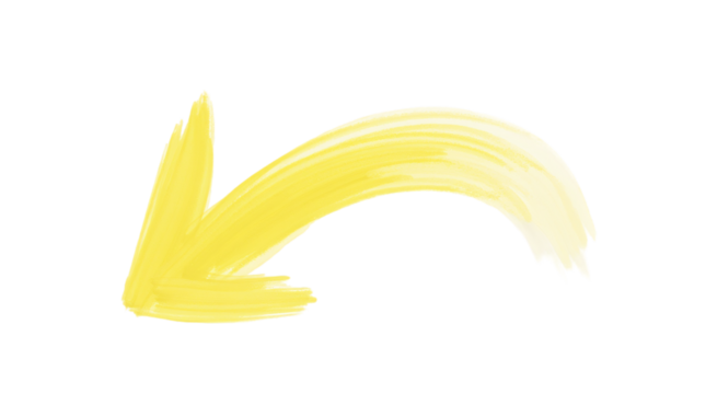 Bright Yellow Sketched Arrow Isolated on a Transparent Background (PNG). - Powered by Adobe
