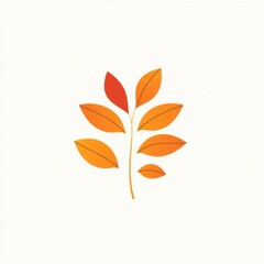 Orange Branch with autumn clean-lined leaves