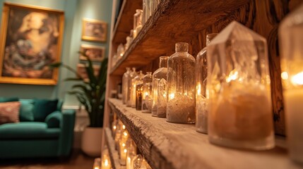 Warm Ambient Glow of Decorative Glass Bottles