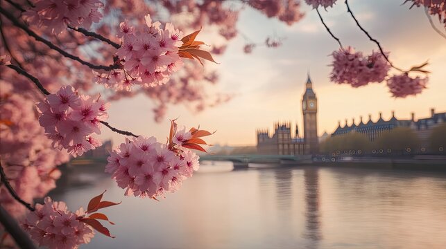 Beautiful Cherry Blossoms in London, Springtime Serenity