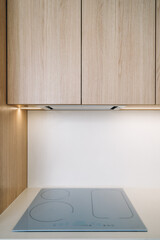 Modern kitchen with minimalistic design featuring an electric induction hob