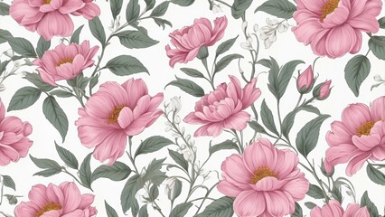 Beautiful Pink and White Floral Pattern for Decorative and Textile Designs
