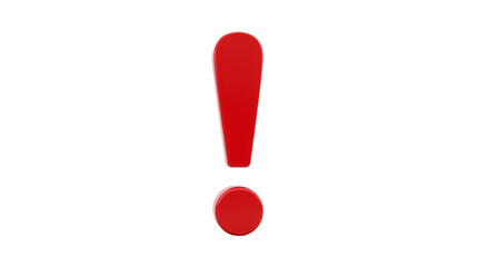 3D Warning Sign with an Exclamation Mark Isolated on a Transparent Background (PNG).