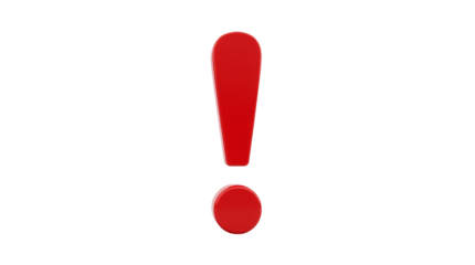 3D Warning Sign with an Exclamation Mark Isolated on a Transparent Background (PNG).