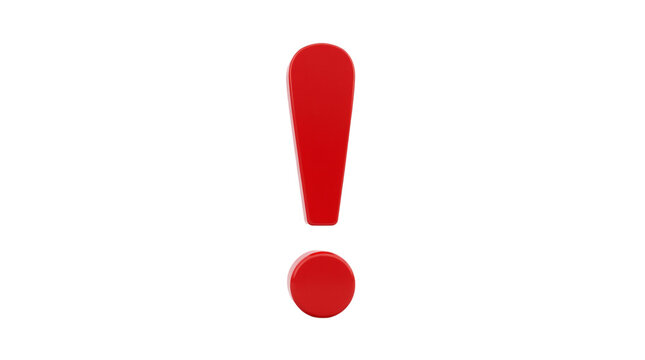 3D Warning Sign with an Exclamation Mark Isolated on a Transparent Background (PNG).