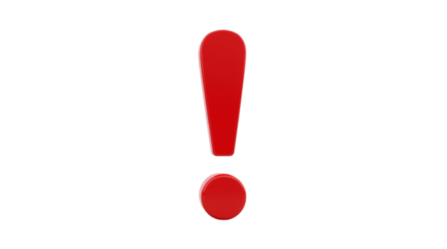 3D Warning Sign with an Exclamation Mark Isolated on a Transparent Background (PNG).