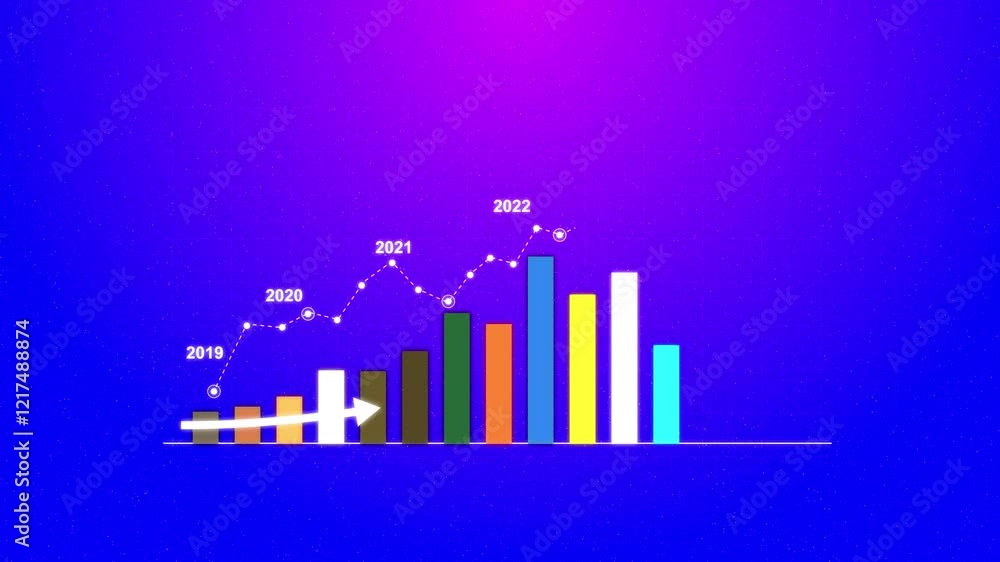 Poster 4k financial data and diagrams showing a steady increase in profits yearly. concept of financial ana