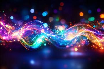 Abstract Iridescent Light Trails Dance - A mesmerizing display of vibrant, shifting colors creating a dynamic and ethereal visual experience