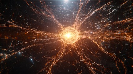 Glowing energy sphere network, cosmic background, abstract, digital art