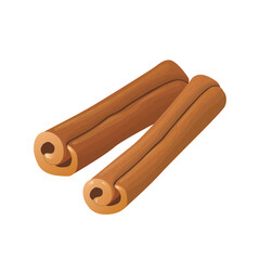 Cinnamon sticks in flat design. Spice ingredient, aromatic dry condiment. Vector illustration isolated.