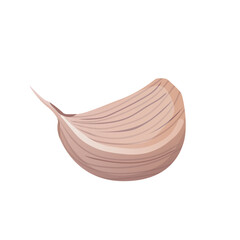 Garlic piece in flat design. Spice for cooking, seasoning ripe plant. Vector illustration isolated.