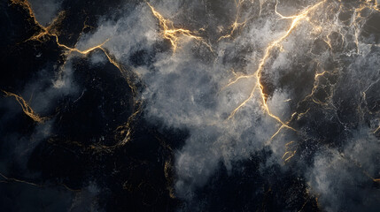 Abstract Marble Texture with Golden Veins and Smoky Details