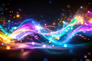 Ethereal Iridescent Light Trails Dance Through the Night, Casting a Mesmerizing Glow in the Darkness