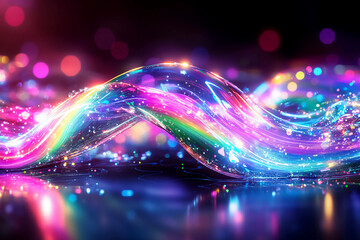 Ethereal Iridescent Light Trails Dance Through the Night, Casting a Mesmerizing Glow in the Darkness