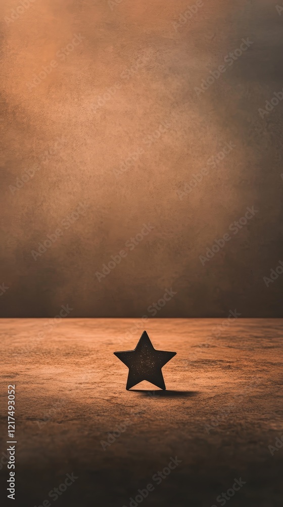 Poster a singular star on a rustic surface bathed in warm light capturing a sense of tranquility and solitu