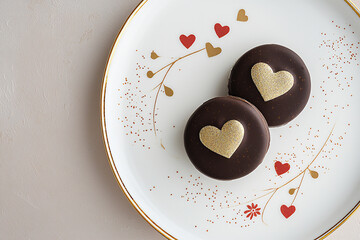  sophisticated chocolate mousse with edible gold and lovely plates