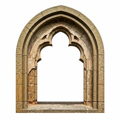 Fototapeta premium Old Decayed Medieval Gothic Doorway Isolated on White Background