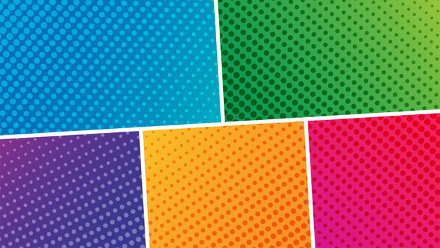 Retro comic halftone split screen background