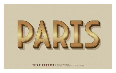 Editable 3d gold Paris text effect