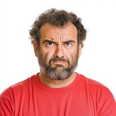 Obraz premium Serious Man With Stern Expression In Close Up Portrait