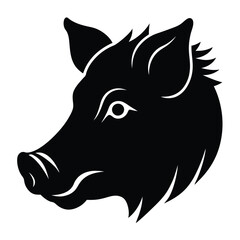 Boar Head Silhouette Vector Art and Black Color Boar Head Design Illustration