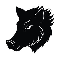 Boar Head Silhouette Vector Art and Black Color Boar Head Design Illustration
