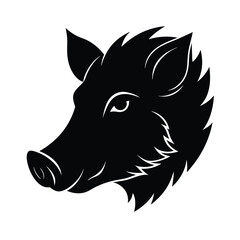 Boar Head Silhouette Vector Art and Black Color Boar Head Design Illustration