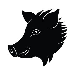 Boar Head Silhouette Vector Art and Black Color Boar Head Design Illustration
