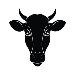Cow Head Silhouette Vector Art Illustration and Cow Head Black Color Design