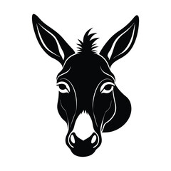 Donkey Head Silhouette Vector Art Illustration and Black Donkey Head Design